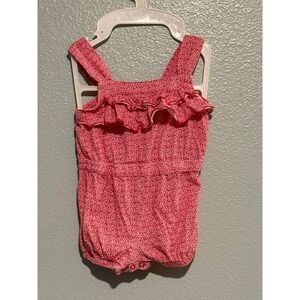 First Impressions Play Red Floral Ruffle Romper Jumpsuit 24 Months Vintage